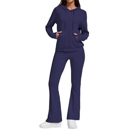 Dame ensemble de sport à capuche avec pantalons évasés Chic und Stil