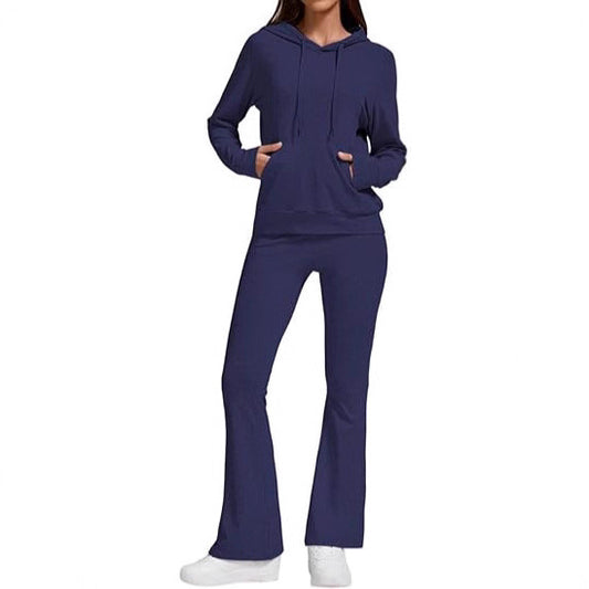 Dame ensemble de sport à capuche avec pantalons évasés Chic und Stil