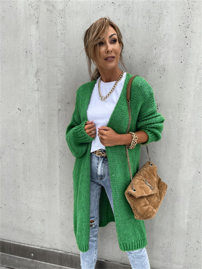 Dames Gros Tricot Cardigan avec devant ouvert et manches enroulées Chic und Stil