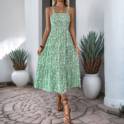 Robe Maxi Smockée à Imprimé Floral pour Femme Chic und Stil
