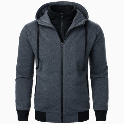 Veste à capuche sportive pour hommes avec design à double couche et accents modernes Chic und Stil