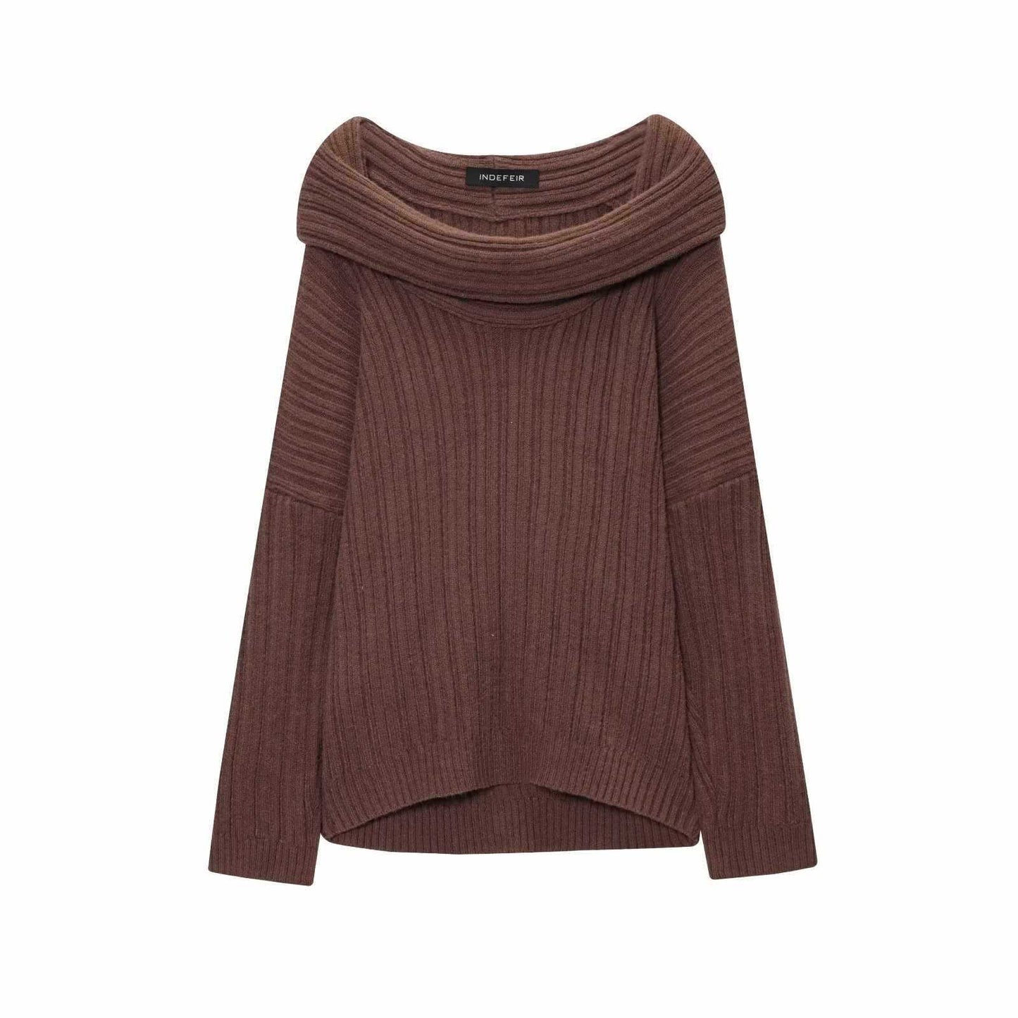Damen weiches Strickoberteil mit asymmetrischem Ausschnitt und geripptem Design Chic und Stil