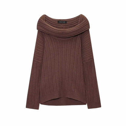 Damen weiches Strickoberteil mit asymmetrischem Ausschnitt und geripptem Design Chic und Stil