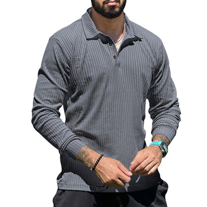Long knit pullover for men with structured design and button placket Chic und Stil