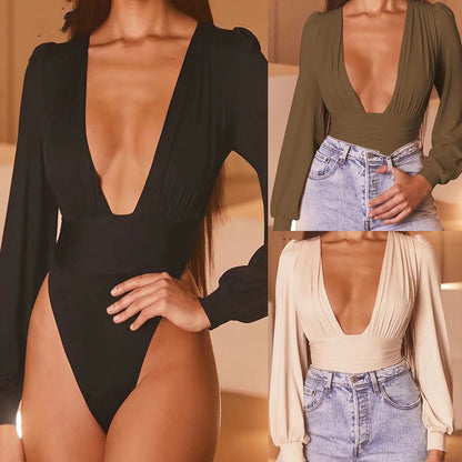 Dames Élégant Décolleté V Profond Body Chic und Stil