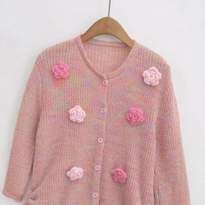 Dames cardigan avec applications florales et ourlet réglable Chic und Stil