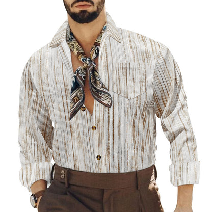 Hommes élégant chemise rayée avec po pocket et col à la mode Chic und Stil