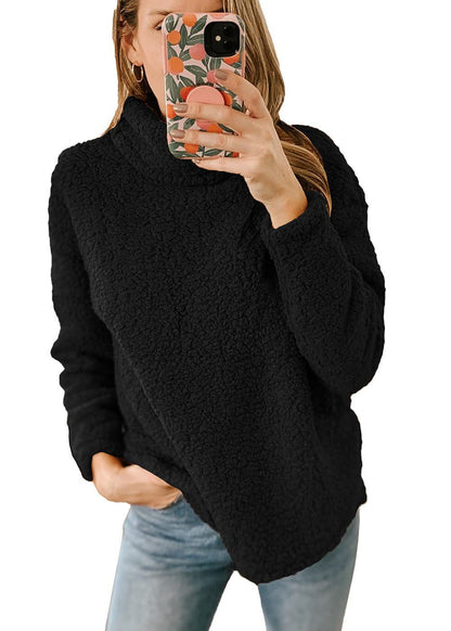 Pull-over en sweat-shirt confortable pour femmes avec col haut et polaire texturée Chic und Stil