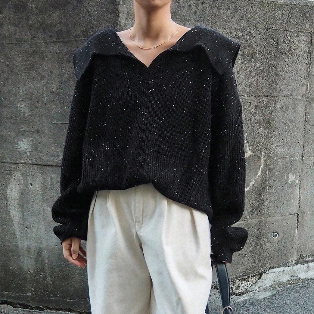 Pull en tricot décontracté pour femmes avec col moderne et détails scintillants Chic und Stil