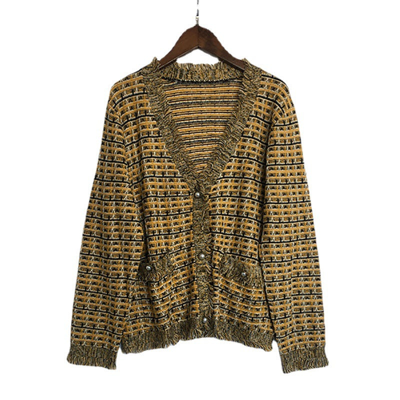 Cardigan femme texturé à ouvert devant avec détail à franges Chic und Stil