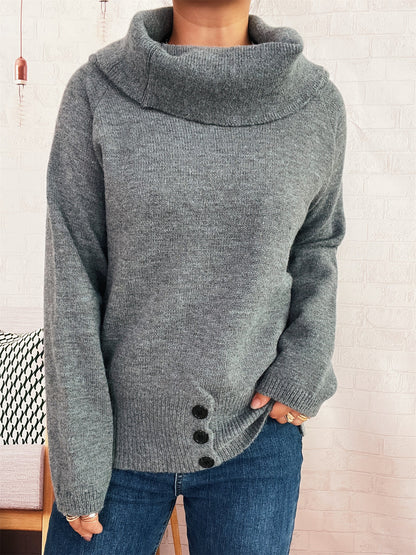 Pull femme avec col doux et boutons décoratifs Chic und Stil