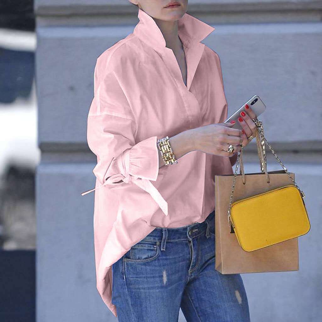 Blouse pour dames à col haut et ourlet asymétrique Chic und Stil