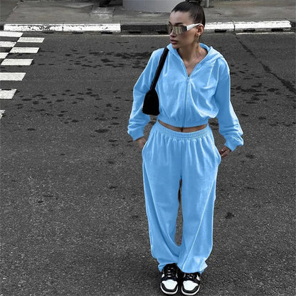 Dames Ensemble en Fleece Sportif à Capuche avec Coupe Ample Chic und Stil