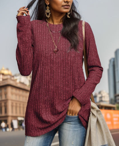 Chemise à manches longues décontractée pour femmes avec structure côtelée Chic und Stil