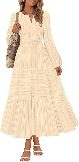 Robe maxi pour femmes avec des manches élégantes et un élastique à la taille raffiné Chic und Stil