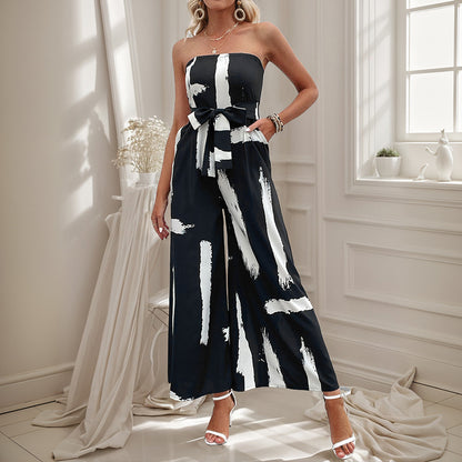 Combinaison sans bretelles pour femmes avec jambes larges et ceinture cintrée Chic und Stil