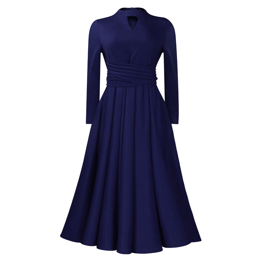 Robe maxi élégante pour femmes avec volants cintrés et manches longues Chic und Stil
