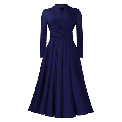 Robe maxi élégante pour femmes avec volants cintrés et manches longues Chic und Stil