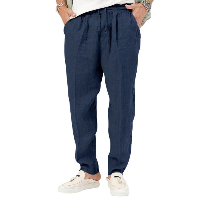 Light linen pants for men with elastic waist and practical pockets Chic and Style