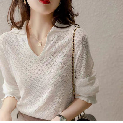 Pull texturé pour femmes à col V Chic und Stil