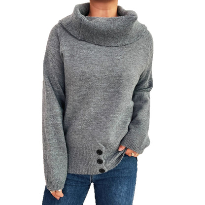 Pull femme avec col doux et boutons décoratifs Chic und Stil