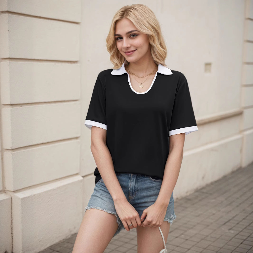 T-shirt polo pour femmes avec coupe moderne et manches contrastées Chic und Stil