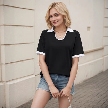 T-shirt polo pour femmes avec coupe moderne et manches contrastées Chic und Stil