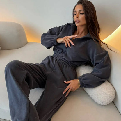 Combinaison en polaire pour femmes avec fermeture éclair et taille élastique Chic und Stil