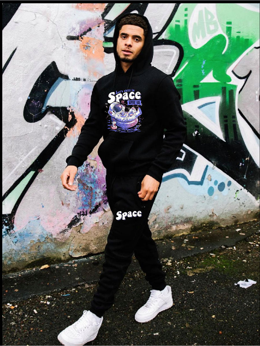 Casual ensemble for women with hoodie and jogger pants featuring creative astronaut print Chic and Style