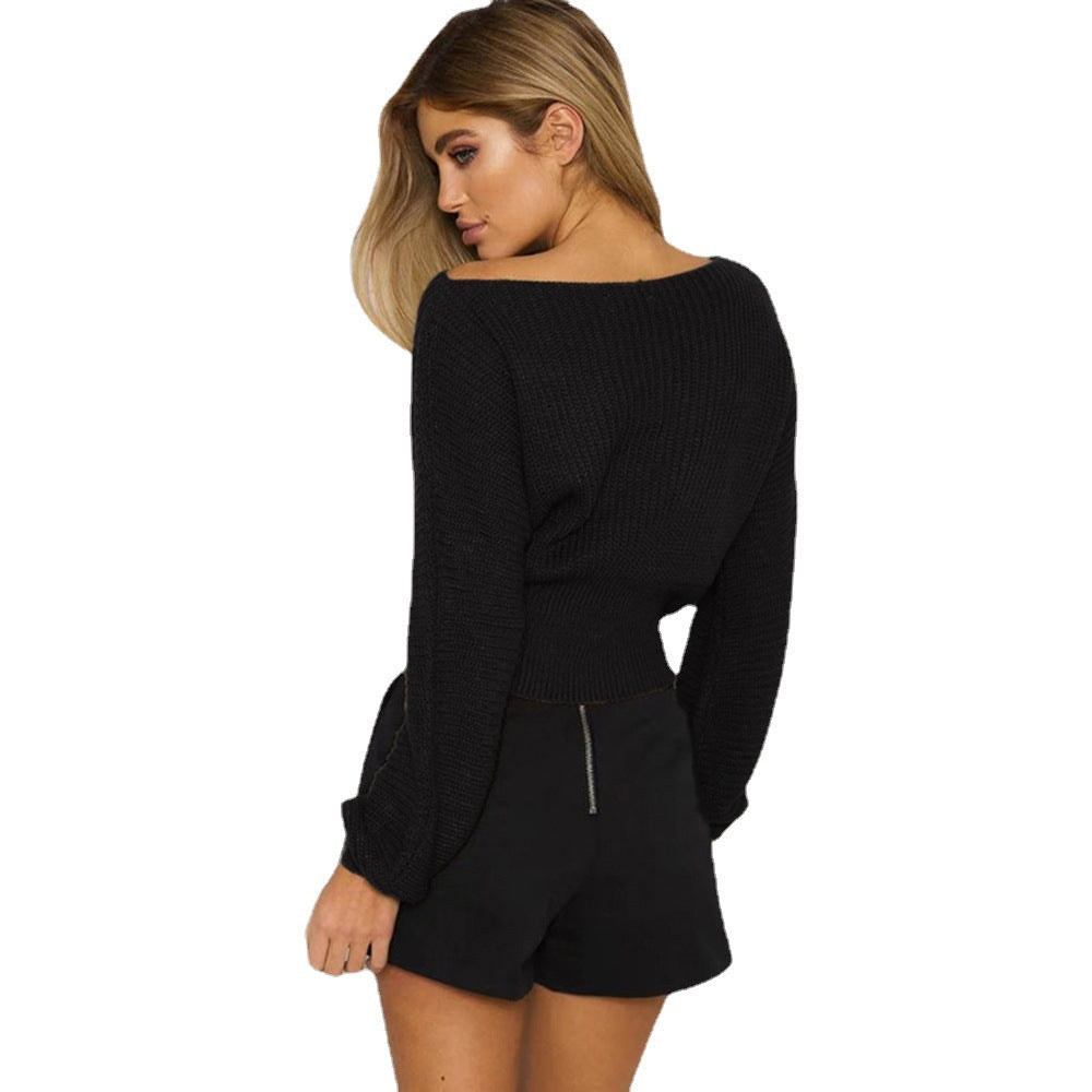 Pull en tricot tendance pour femmes avec laçage décoratif Chic und Stil