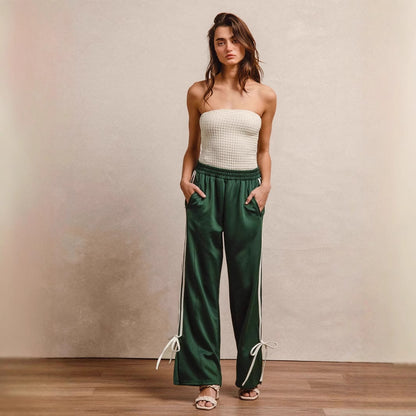 Chic and Stylish Women's Athletic Leisure Pants with Side Straps