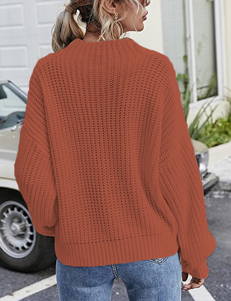 Pull en grosse maille pour femmes avec design en torsades et col montant Chic und Stil