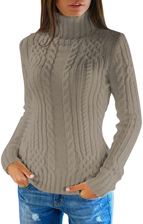 Pull femme avec col haut et motif en torsades Chic und Stil