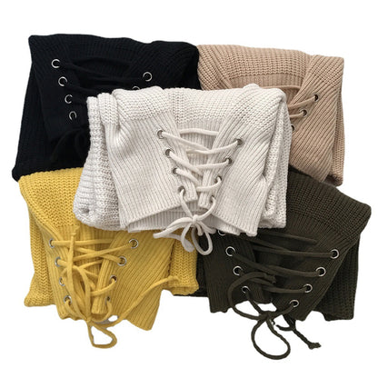 Knit pullover for women with front lace design and modern cut Chic und Stil