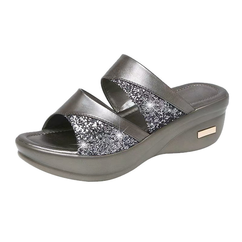 Sandales confort brillantes femmes avec semelle ergonomique Chic und Stil