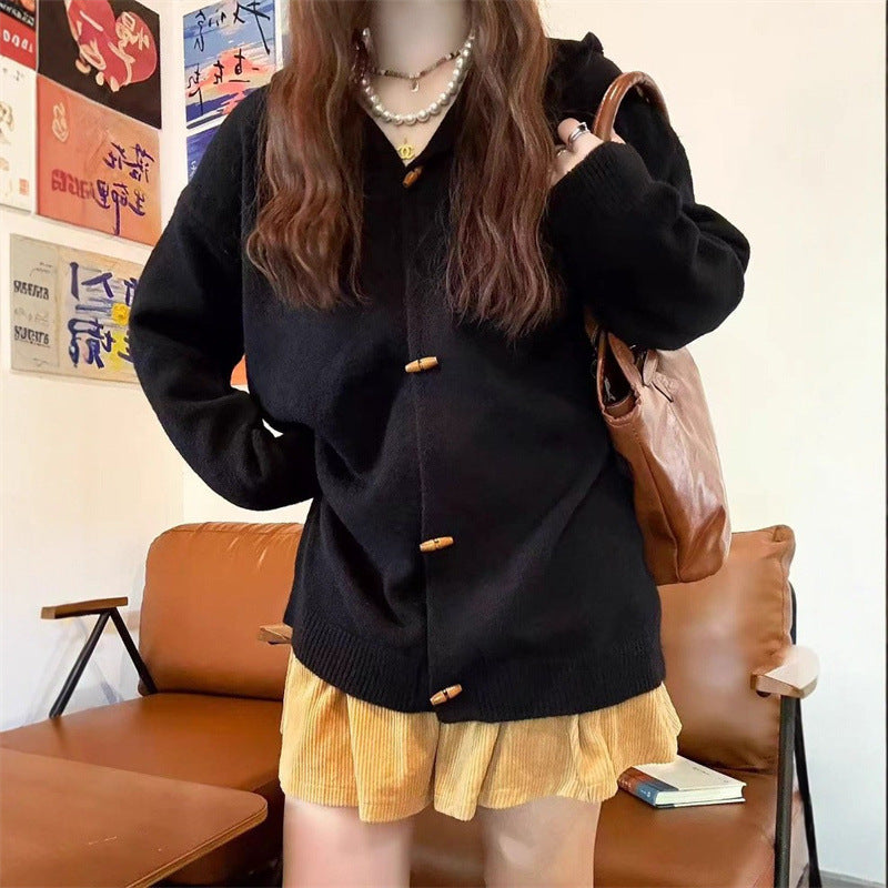 Dames gilet élégant avec capuche et boutons décoratifs Chic und Stil