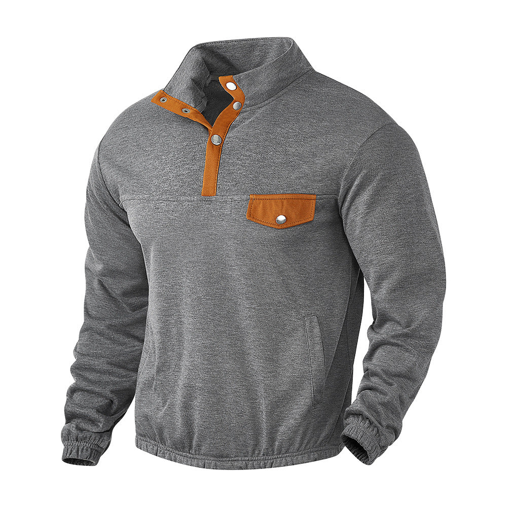 Men's fleece pullover with modern high collar and applied chest pocket Chic und Stil