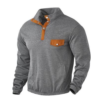 Men's fleece pullover with modern high collar and applied chest pocket Chic und Stil