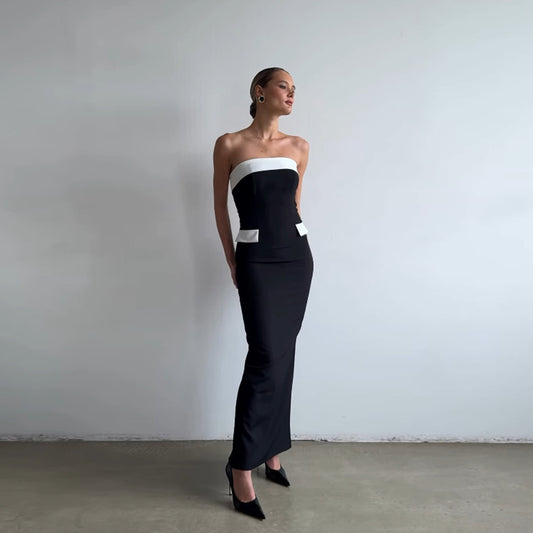 Robe évasée sans bretelles pour femmes