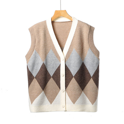 Dames gilet en tricot élégant avec des motifs en losanges attrayants Chic und Stil