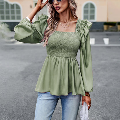 Blouse pour femmes avec des détails volants et une taille élastique Chic und Stil
