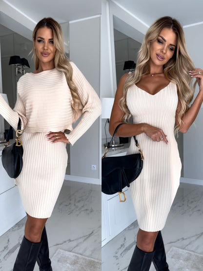 Robe Bodycon en Tricot Côtelé pour Femme Chic und Stil