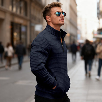 Men's fleece pullover with high collar and practical zipper Chic and style