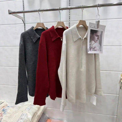 Dames pull modeste avec fermeture éclair et col Chic und Stil