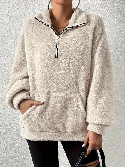 Pull en polaire douillet pour femmes avec demi-fermeture éclair et poches latérales Chic und Stil