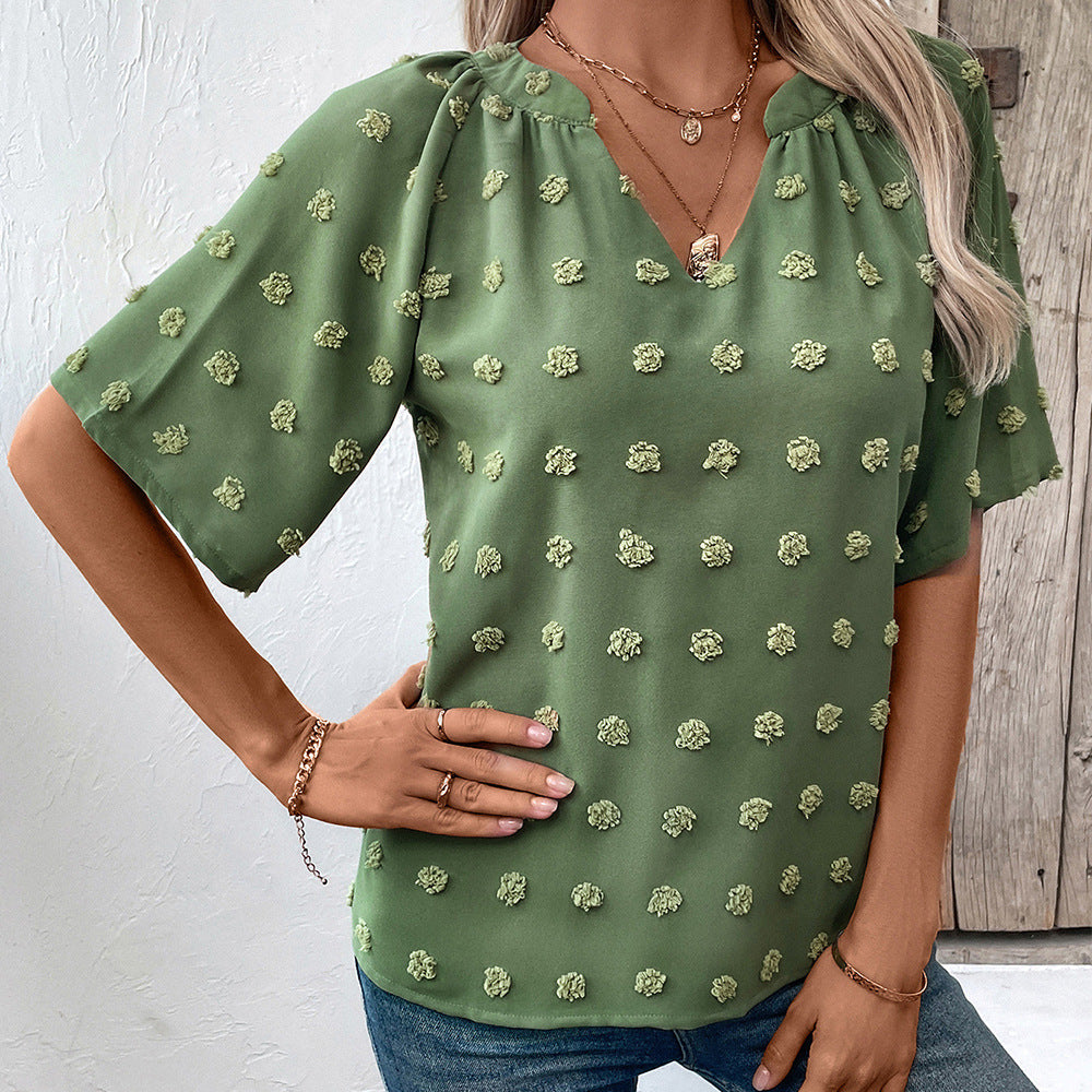 Dames haut élégant avec motif floral structuré Chic und Stil