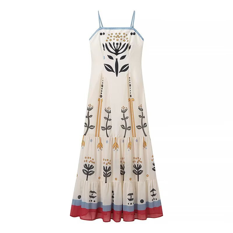 Robe maxi pour femmes avec imprimé floral et ourlet à volants Chic und Stil