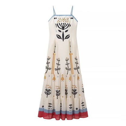 Robe maxi pour femmes avec imprimé floral et ourlet à volants Chic und Stil