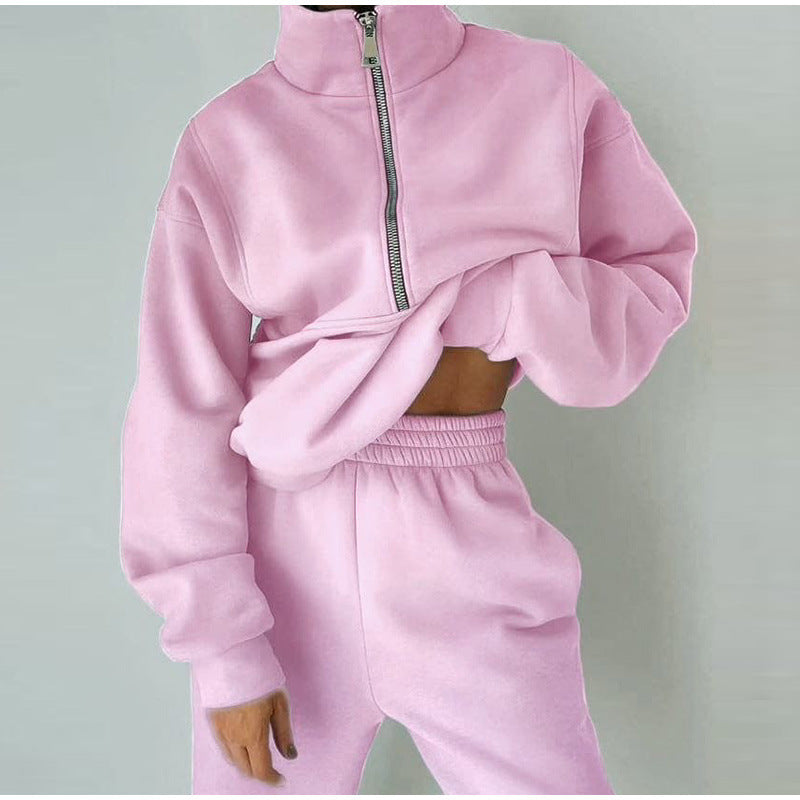 Pull over zippé décontracté pour femmes avec col montant Chic und Stil