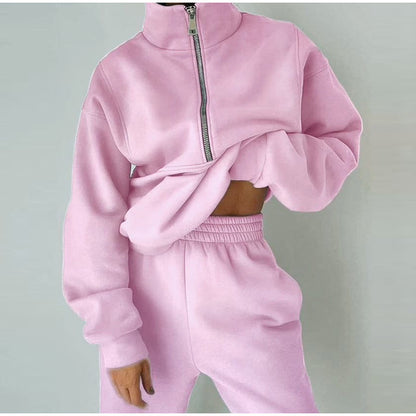 Pull over zippé décontracté pour femmes avec col montant Chic und Stil